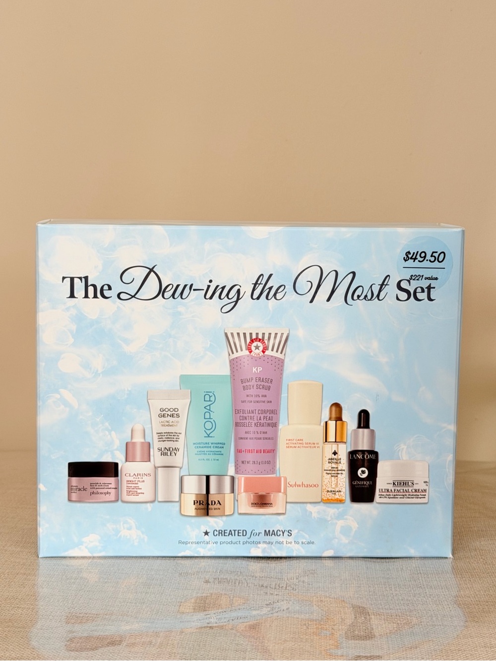 The Dew-ing the Most 11 Pc Skincare Set Lancome Kopari Prada Clarins Philosophy